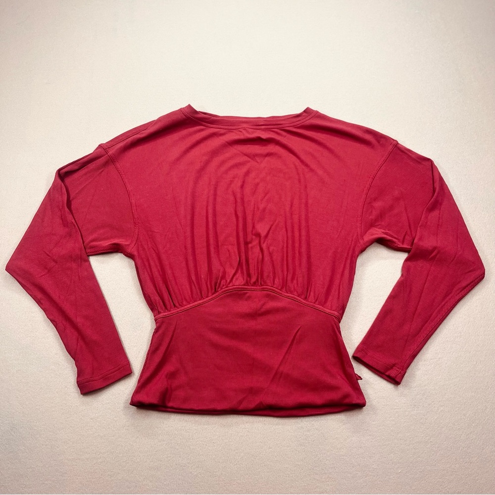 Lululemon Ribbed Long Sleeve Yoga Shirt Modal-Silk Cayenne